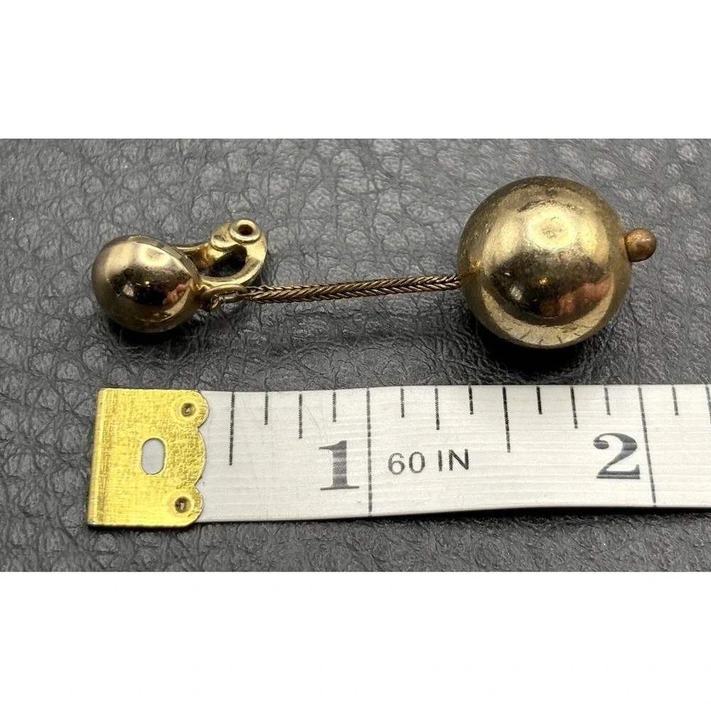 Vintage Monet Ball Dangle Drop Bead Earrings Clip-On Gold Tone